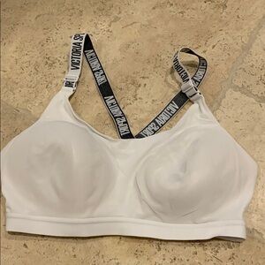 Victoria's Secret White Wireless Sports Bra with Branded Straps